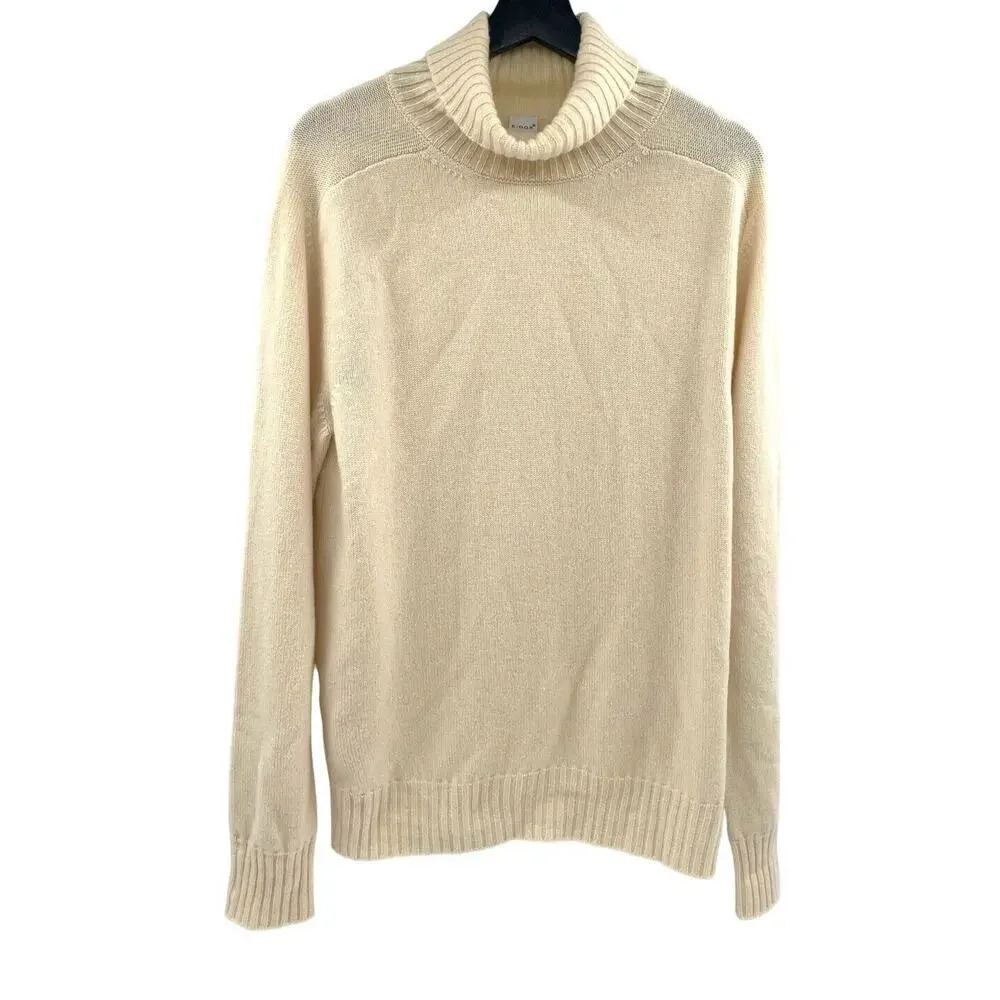 Eidos By Isaia 100% Cashmere Turtleneck Sweater Size Large Ivory Italy